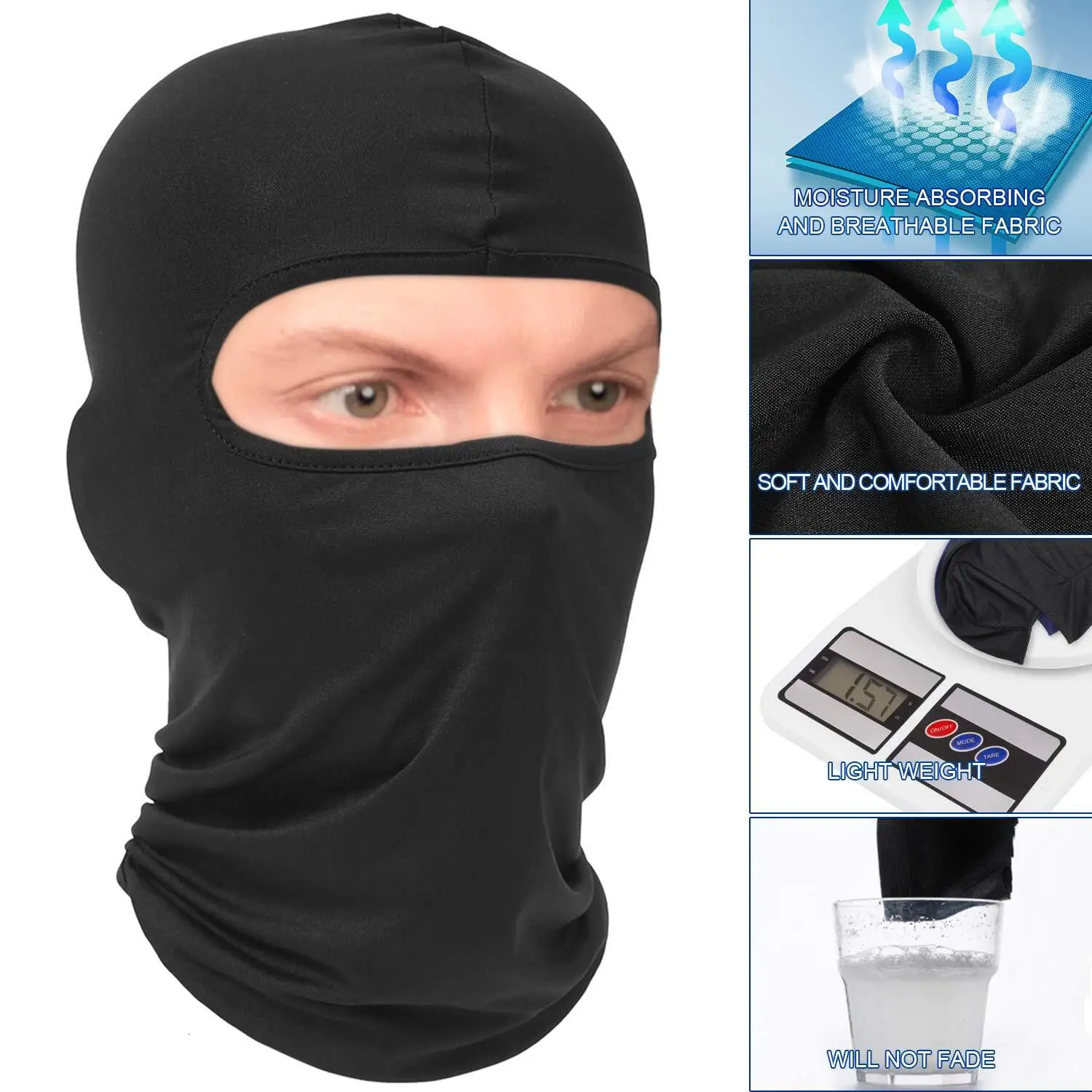 Balaclava Face Mask UV Protection Ski Sun Hood Solid Pure Color Full Face Cover 250624