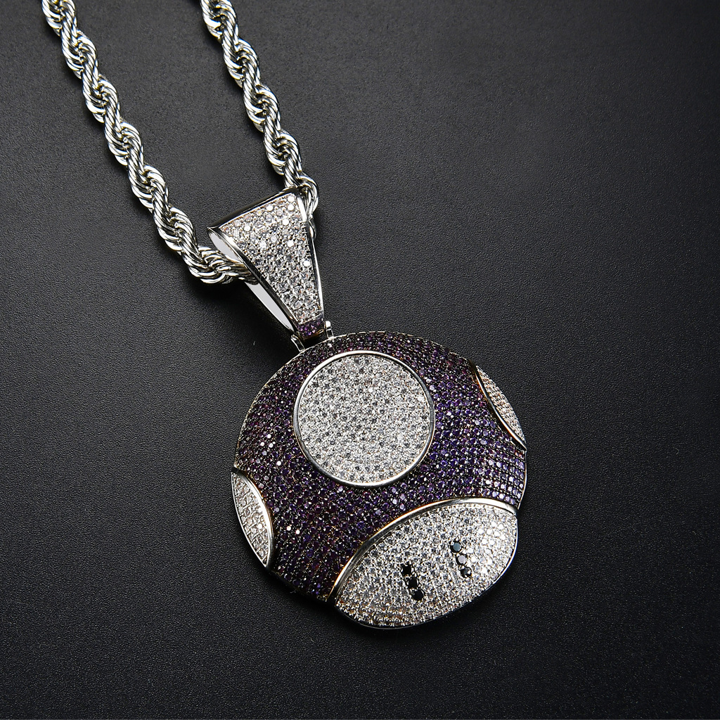 New Luxury Moissanite Cartoon Mushroom Head Iced Out Bling Hip Hop High Quality Colorful Pendant Accessory Pass the diamond tester