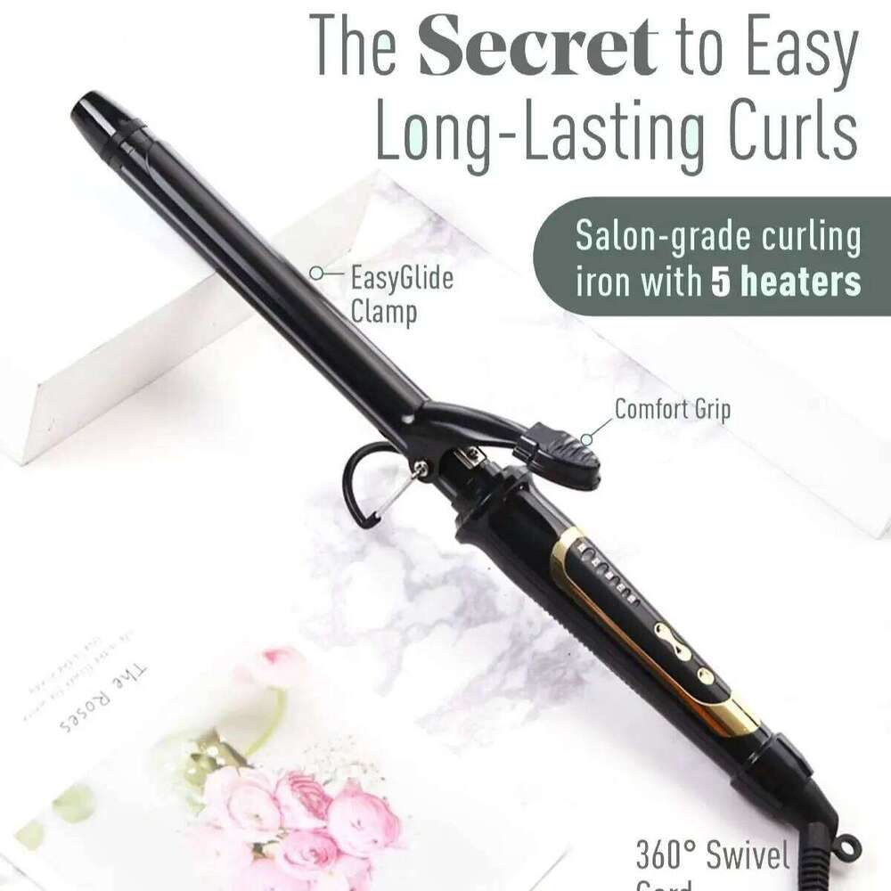MBHAIR Skinny Ceramic Coating for Hair Long Barrel Curling Iron Instant Heat up to 450F with clamp