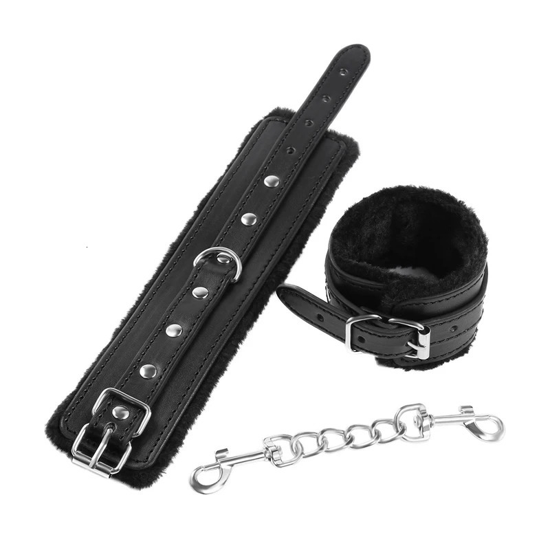 Leather Bdsm Handcuffs Sexy Ankle cuffs Adult Sex Toys for Womans Couples Fluffy Handcuffs Bdsm Slave Bondage Cuffs Sex Shop 250624