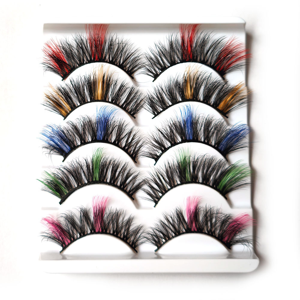 Whole Strip Eye Tail Lengthening Colorful Mixed Series False Eyelashes Dense Extended Black Stem Stage Performance Makeup False Eyelashes New Free Del