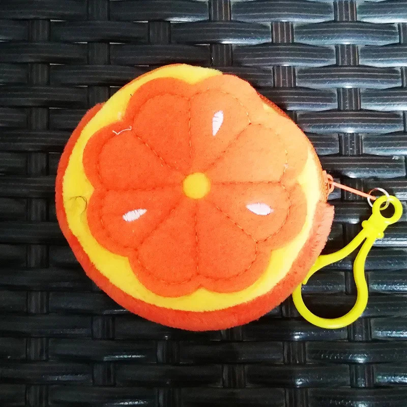 1Pc Cute Fruit Shape Plush Coin Purse Watermelon Pineapple Orange Strawberry Purse Bag Keychain Pocket Kids Coin Pouch Wallet R250624