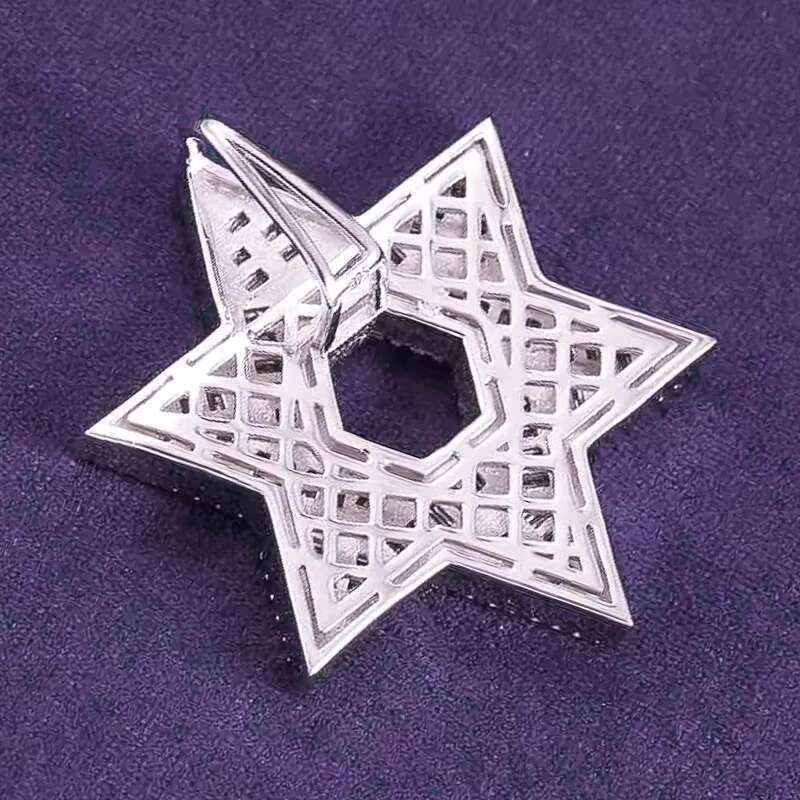 Hip Hop GRA Iced Out Bling D Color Moissanite 925 Sterling Silver Pass Diamond Tester Baguette Star Pendant for Men Women