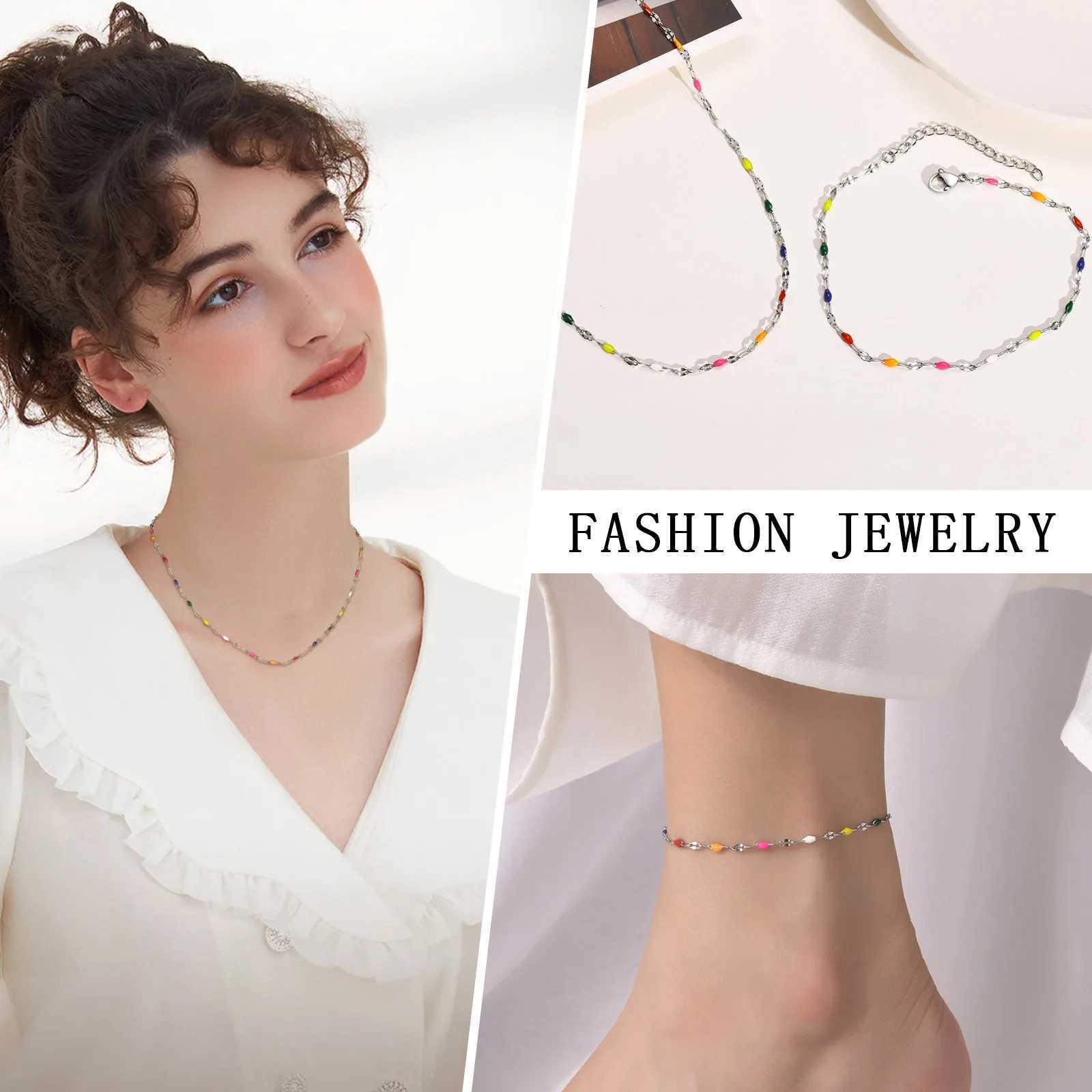 Summer Anklet Bracelet on Leg with Candy Beadedbohemian Lace Chain Anklet for Women Stainless Steel Beach Anklet U250624