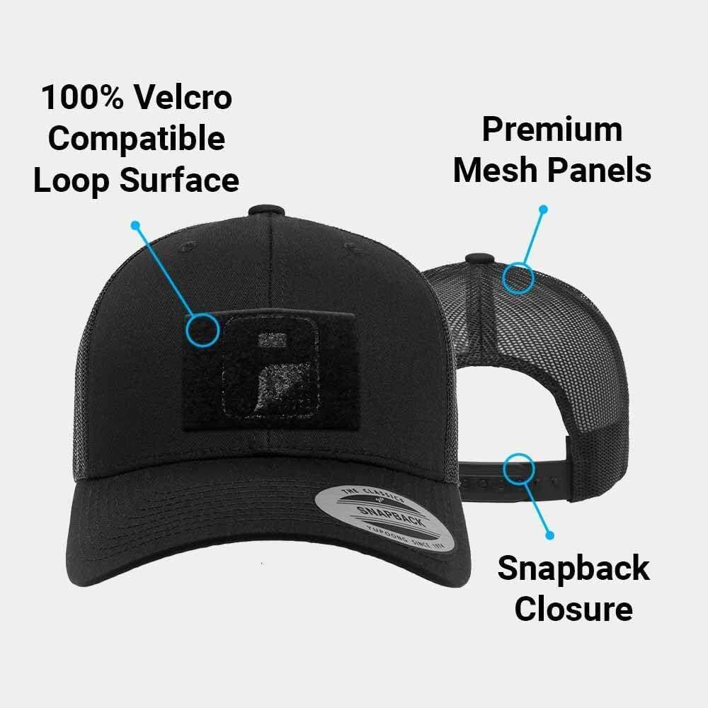Tactical Snapback Trucker Hat by Pull Patch Curved Bill Cap with 3x2 Inch Hook & Loop Panel for Morale Patches