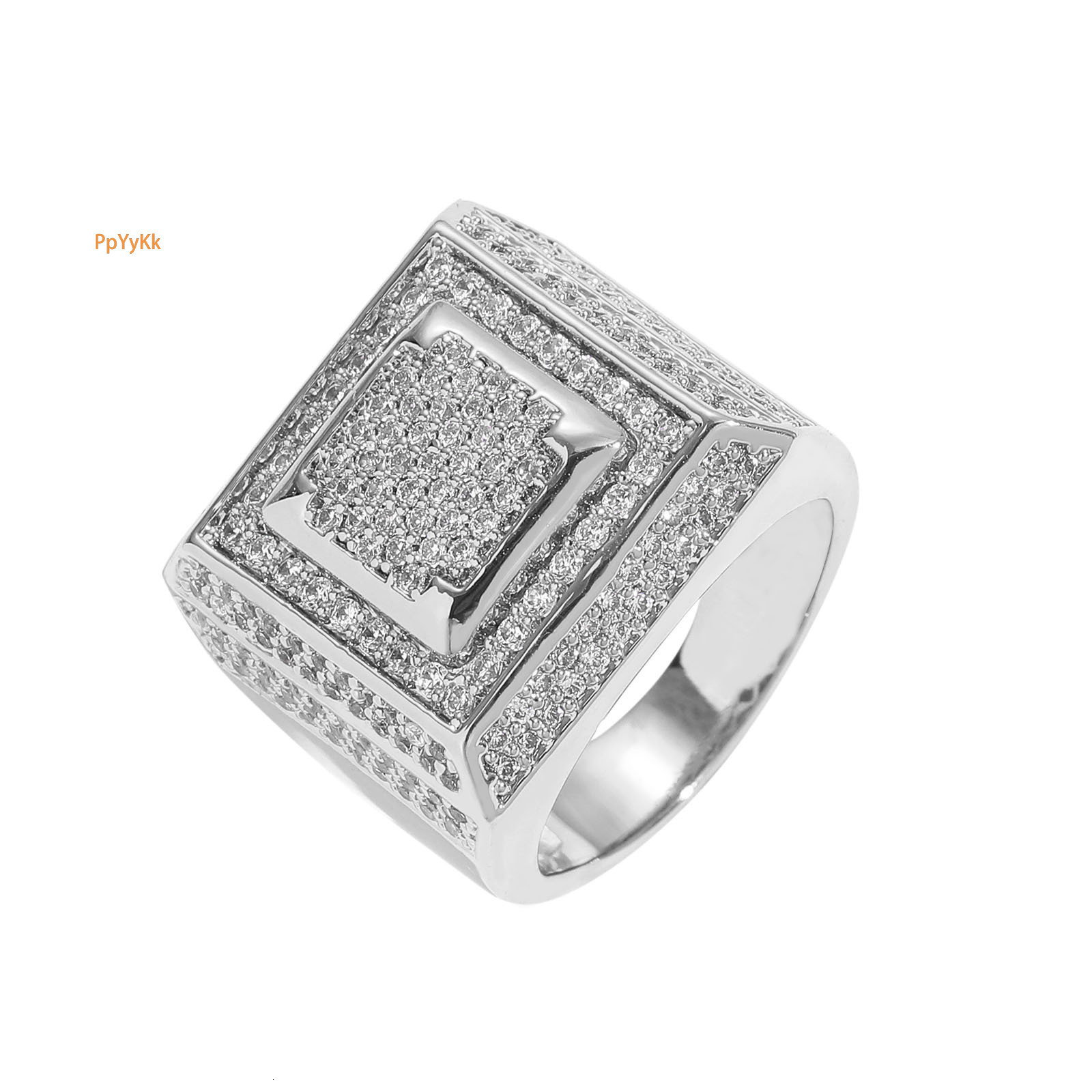 New Arrival Moissanite Jewelry Bling Bling Ring Iced Out Hiphop Square Ring Unique Trendy Men's Accessory Passes the Diamond Tester