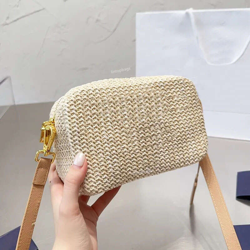 Straw Camera Bag Weave Crossbody Handbag Messenger Handbag embroidery Letter Zipper Wallet women Shoulder Bags Long Strap Clutch Tote Gold Hardware Camera bag