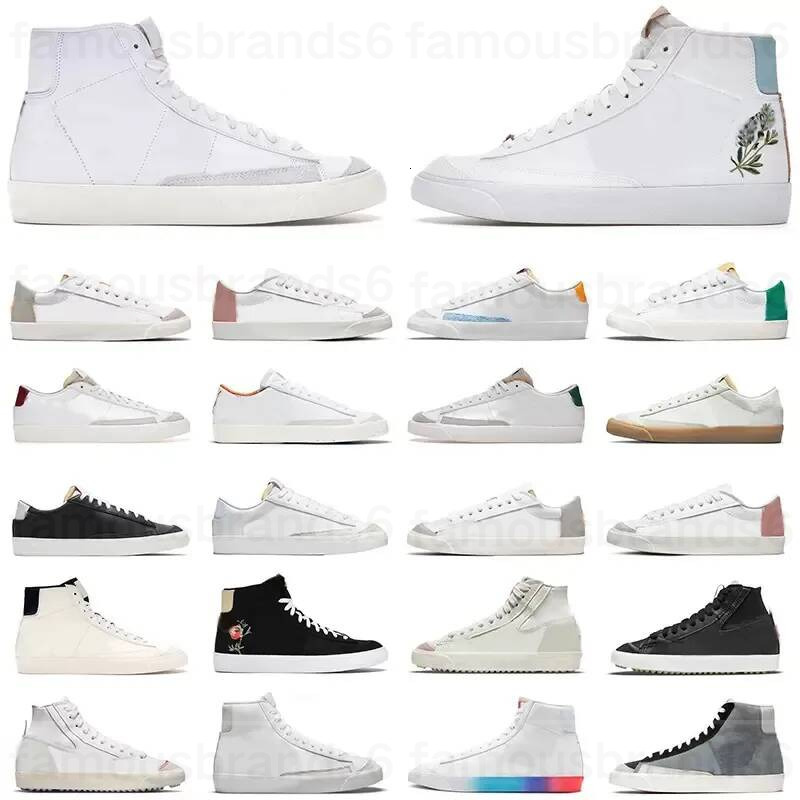 Top Quality Casual Shoes Running Blazers Mid 77 Men Women Vintage Low Sports Sneakers White Black Indigo Blue Leather Logo Trainers
