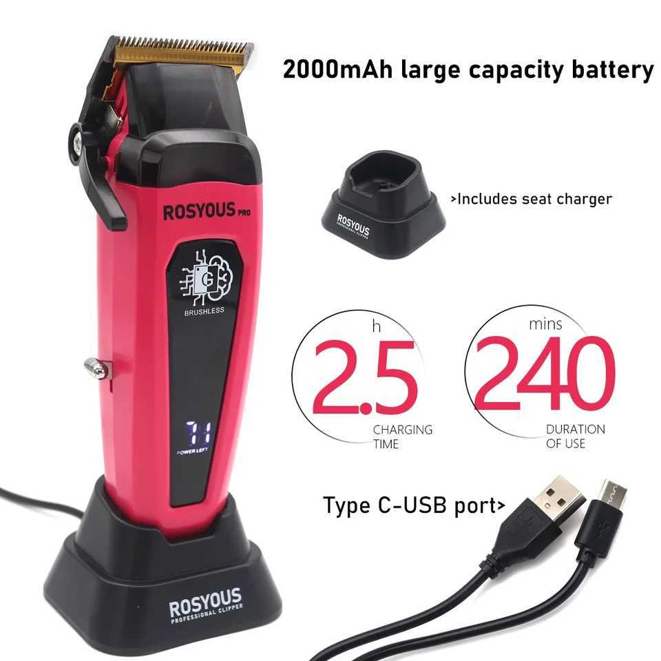 Professional Hair Clipper Brushless Motor DLC Blade with Base Charger LED Display Hair Cutting Machine Hair Trimmer for Men 106 XJ250624