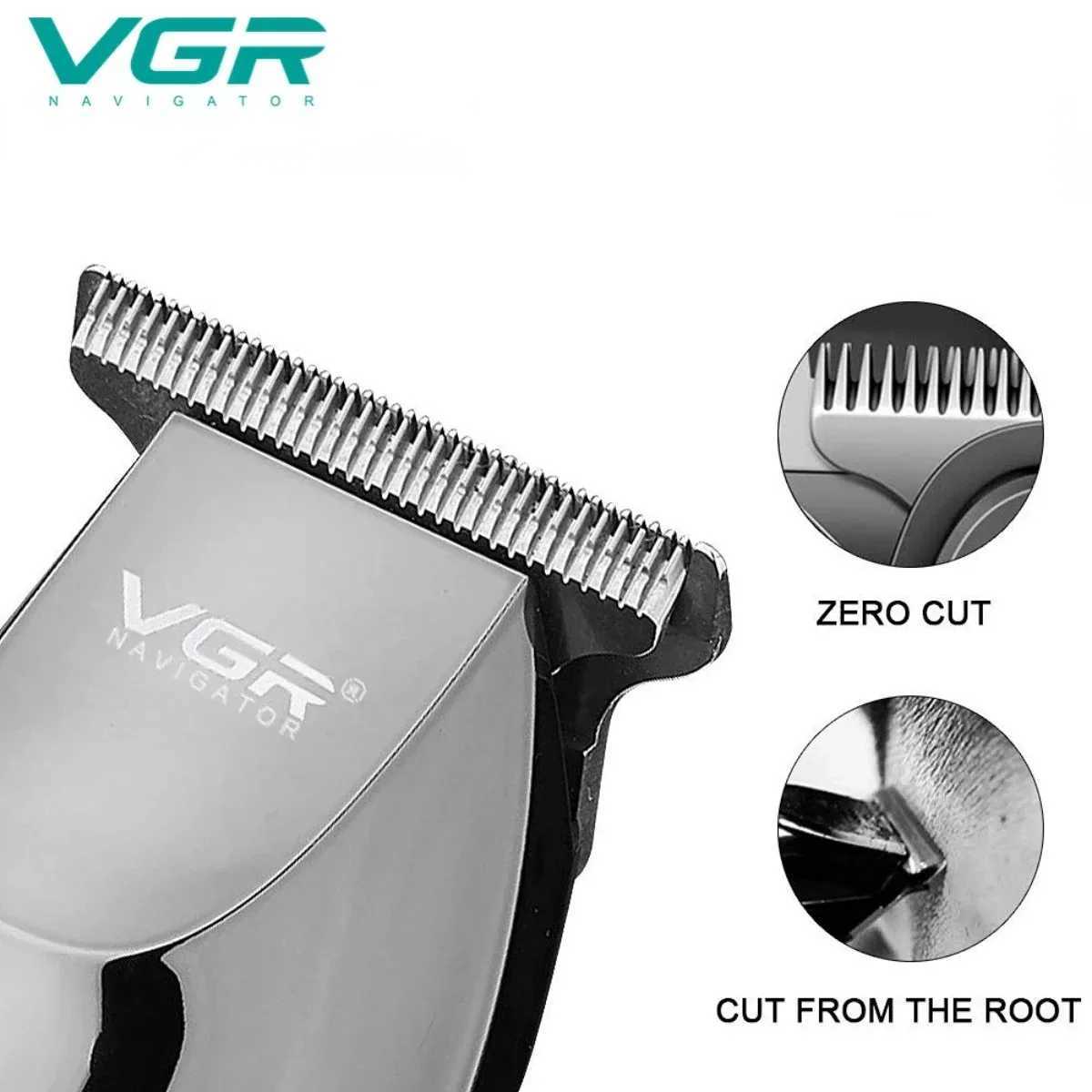 VGR Hair Trimmer Professional Hair Clipper LED Display Hair Cutting Machine for Men Rechargeable Mini Mens Hair Trimmer V-070 XJ250624