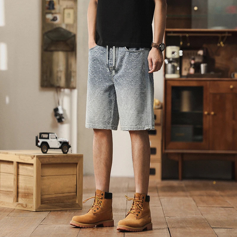Men er Casual Shorts Male Baggy Streetwear Knee Lenght Denim Short Pants Summer Fashion Daily Wide Leg Short Jeans 250617