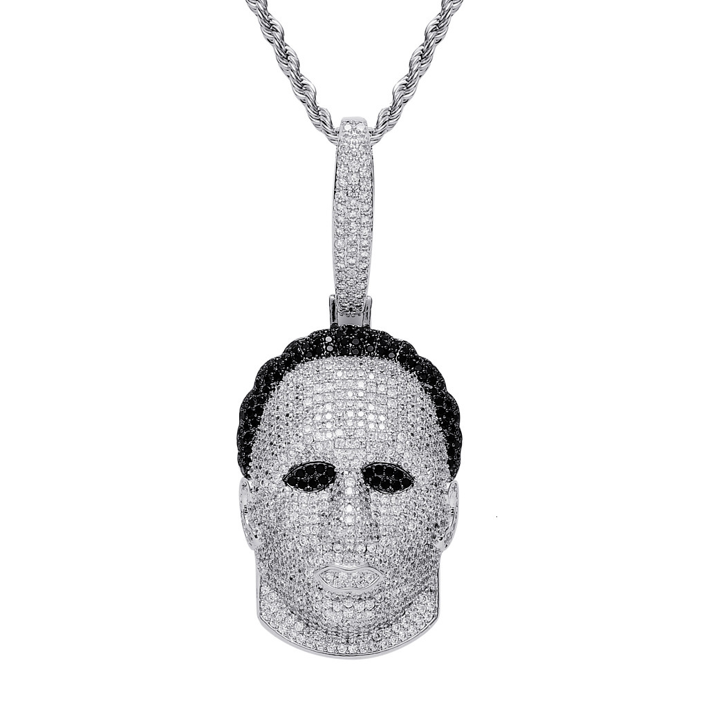 Luxury Moissanite Necklace Men Unique Human Head Mask Trendy Brand Iced Out Pendant Hip Hop Accessory Pass the diamond tester
