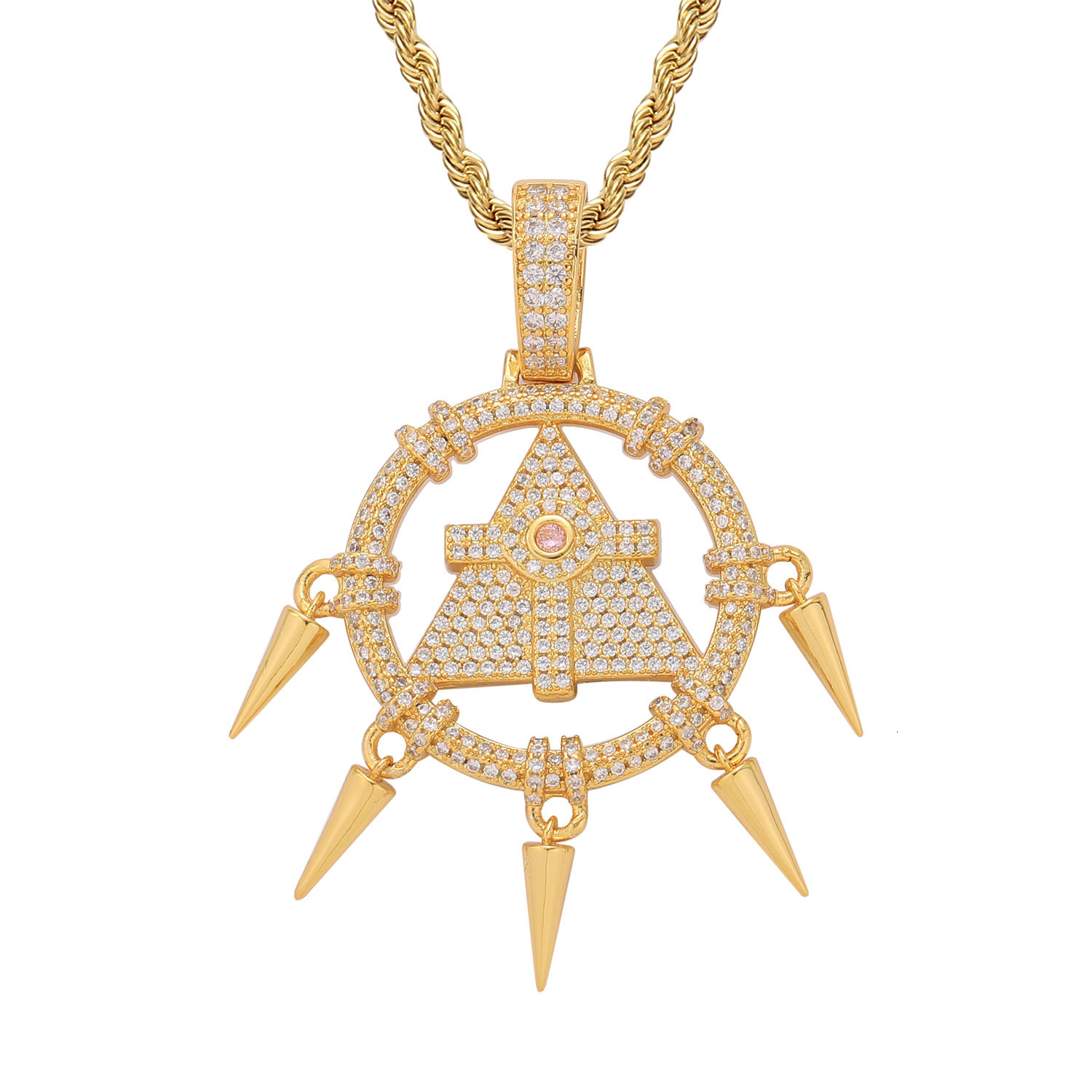 Men's Hip Hop Moissanite Millennium Wisdom Wheel Pendant Iced Out Round Tassel Necklace Accessory Pass the diamond tester