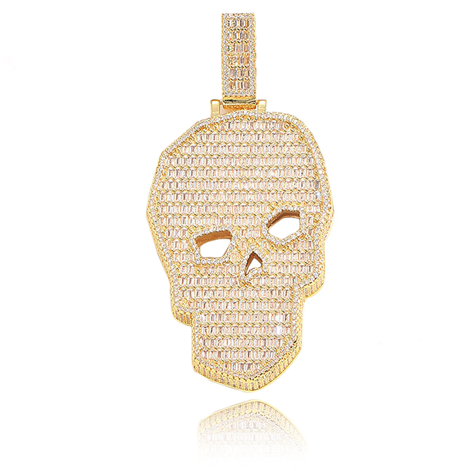 New Arrival Skull Head Iced Out Pendant Men's Hip Hop Street Style Moissanite Necklace druzy jewelry Pass the diamond tester