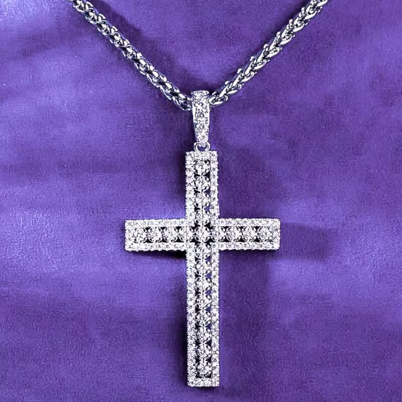 Hip Hop Style Mens GRA D Color Iced out Bling Moissanite Cluster Cross Pendant 925 Sterling Silver Passes Diamond Tester