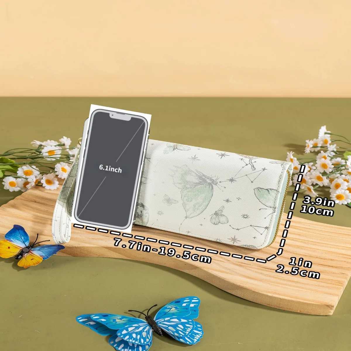 Womens LG Wallet New Chinese Butterfly Print Fresh Girl Fi Korean Large Capacity Card Coin Storage Zipper PouchXJ250624