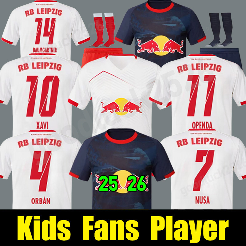 25 26 RB SECKO RAUM Soccer Jerseys XAVI OPENDA camisa de futebol 2025 2026 NUSA HAIDARA BAKU POULSEN RB Leipziges football shirt Men Kids Uniform FANS Player