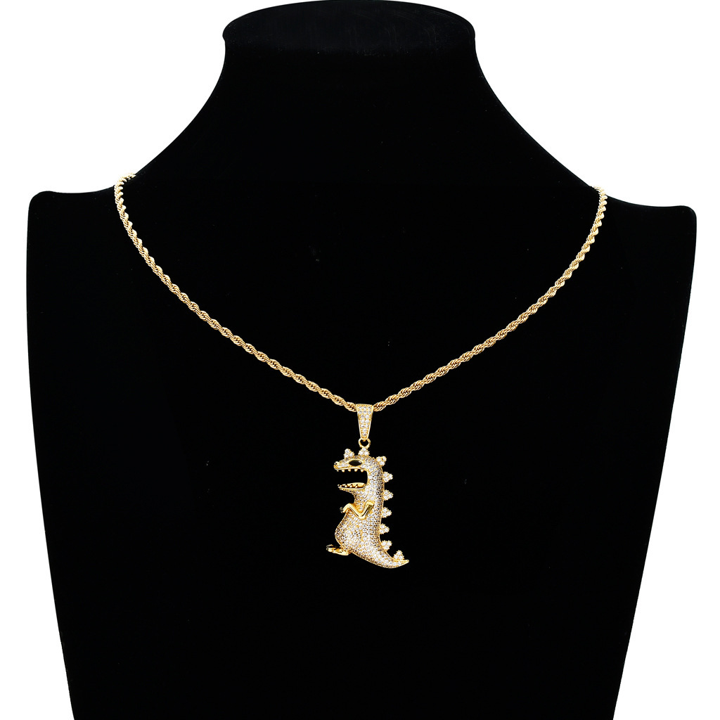 New Hip Hop Dinosaur Pendant Iced Out Creative Animal Men Moissanite Necklace Pass the diamond tester
