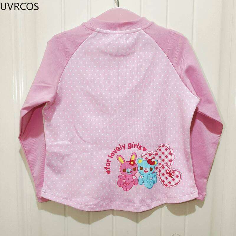 Sweet Lolita Crop Top Cartoon Bunny Bear Print Haruku Contrast Color T-Shirts Japanese Fashion Women Y2k Aesthetic Casual Tees