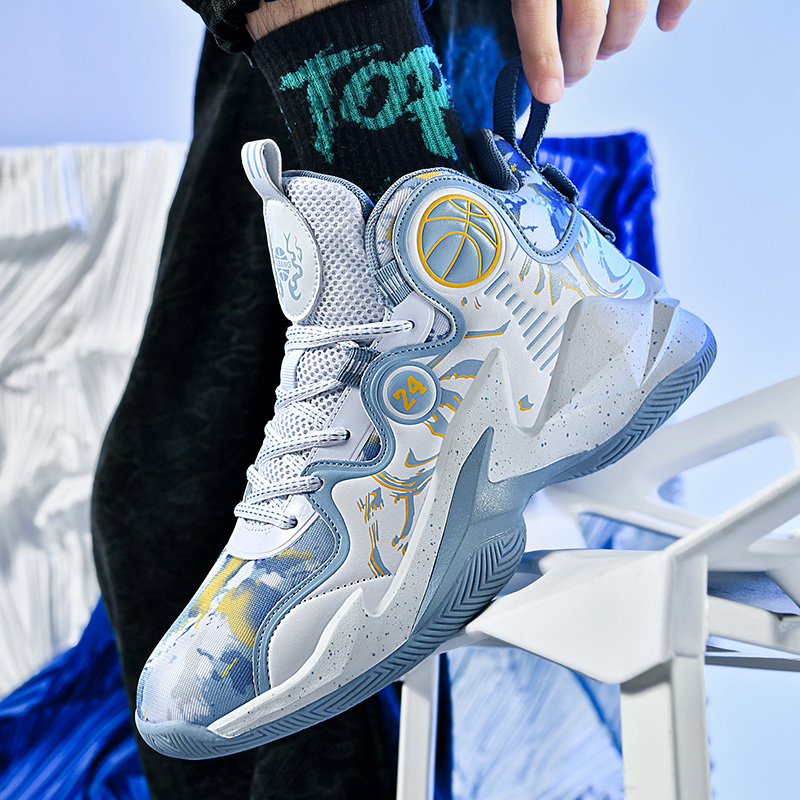 8106-Boys Stylish and Breathable Indoor & Outdoor Sneakers Comfortable Basketball Shoes Non-slip Running Basketball Shoes