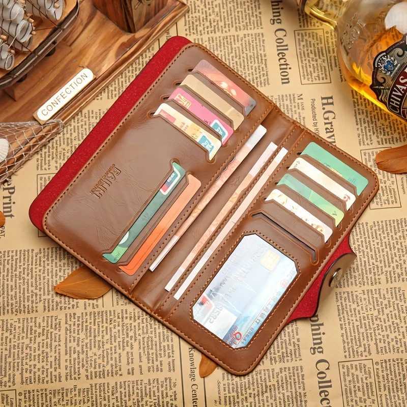 Mens PU Leather Wallet Bifold ID Card Holder Checkbook LG Cluh Billfold Mey Purse HandbagXJ250624