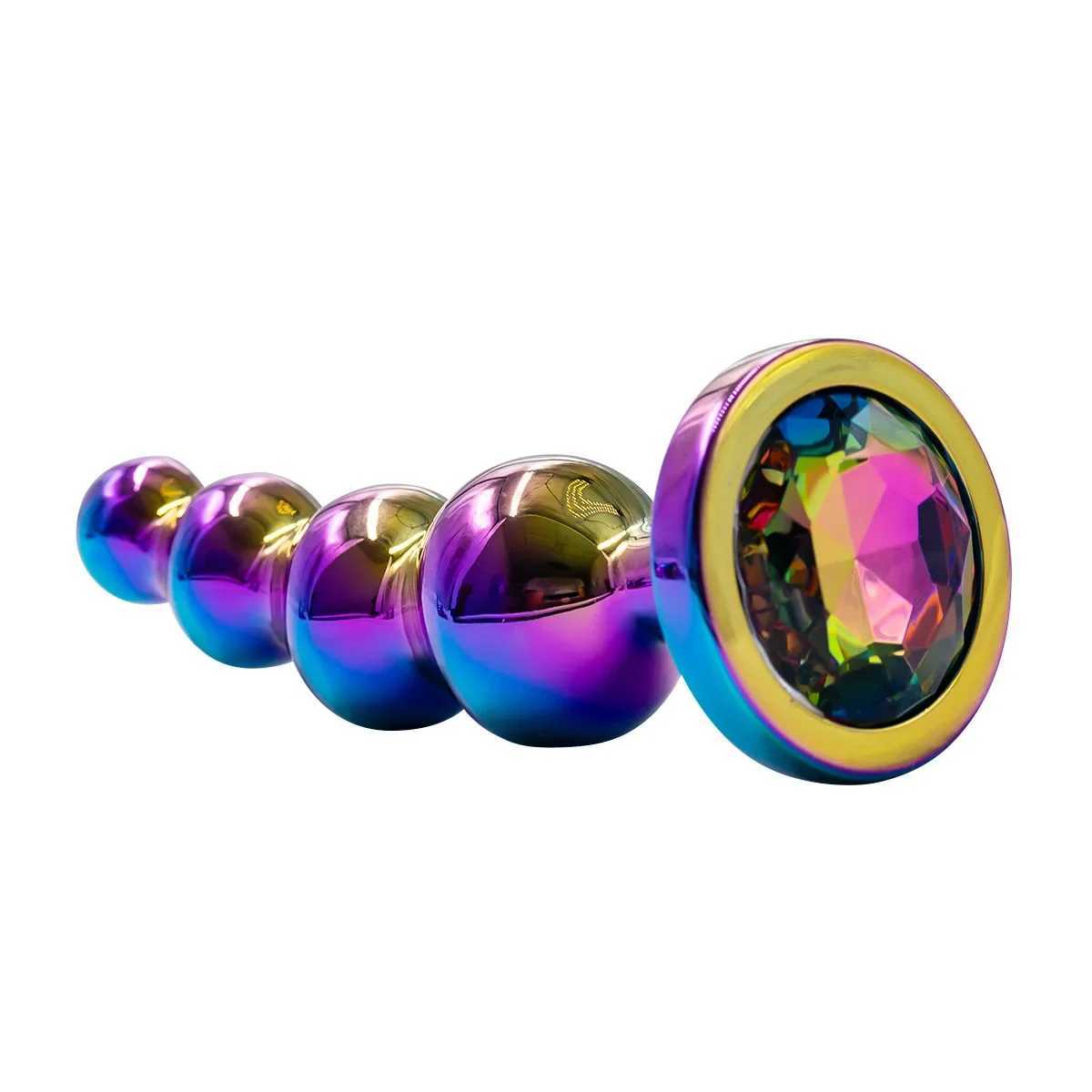 New Colorful Anal Plug Metal Anal Beads Butt Plug Metal Dildo G-spot Stimulating Prostate Massager Sex Toys for Men and Women W250624