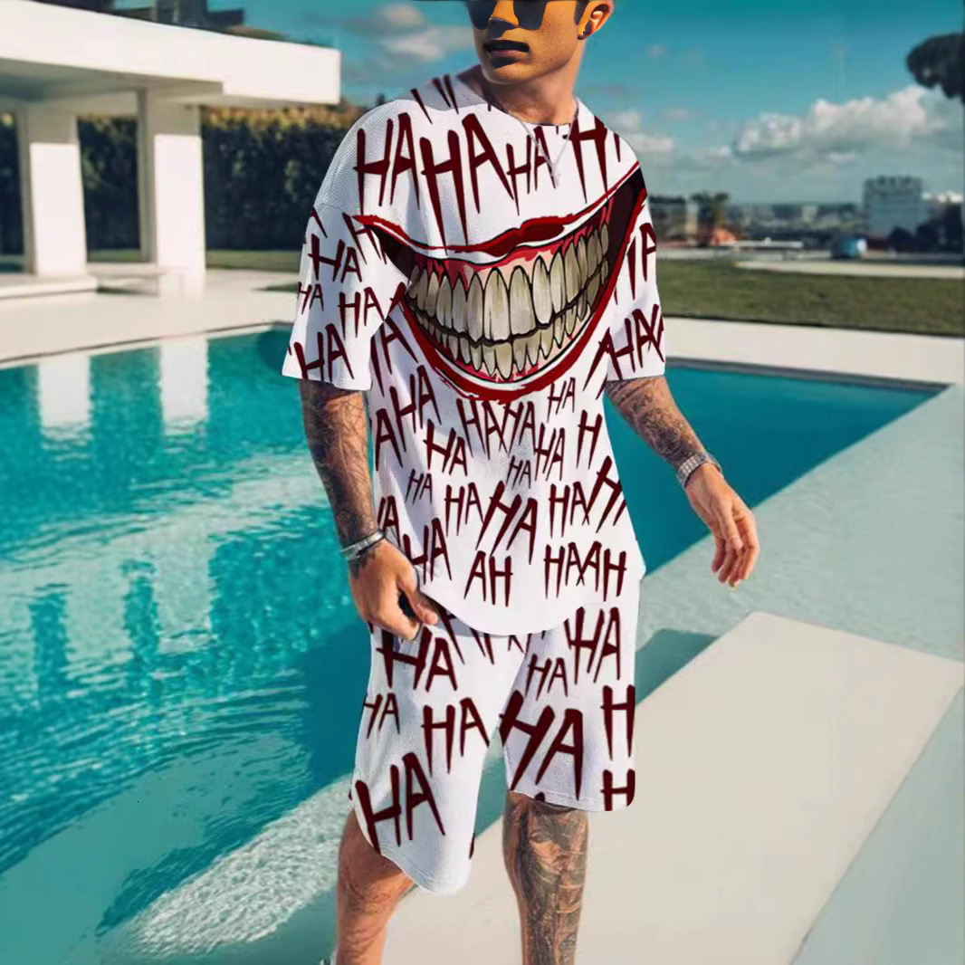 Men's suit designer, short-sleeved 3D digital printed short-sleeved T-shirt for men, casual and loose sportswear