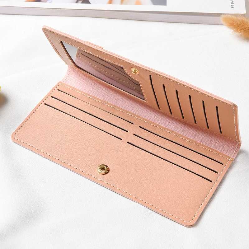 Minimalist Ultra-Thin Womens LG Wallets for Checkbook Holder PU Leather Hasp Bifold Female Slim Coin PurseXJ250624