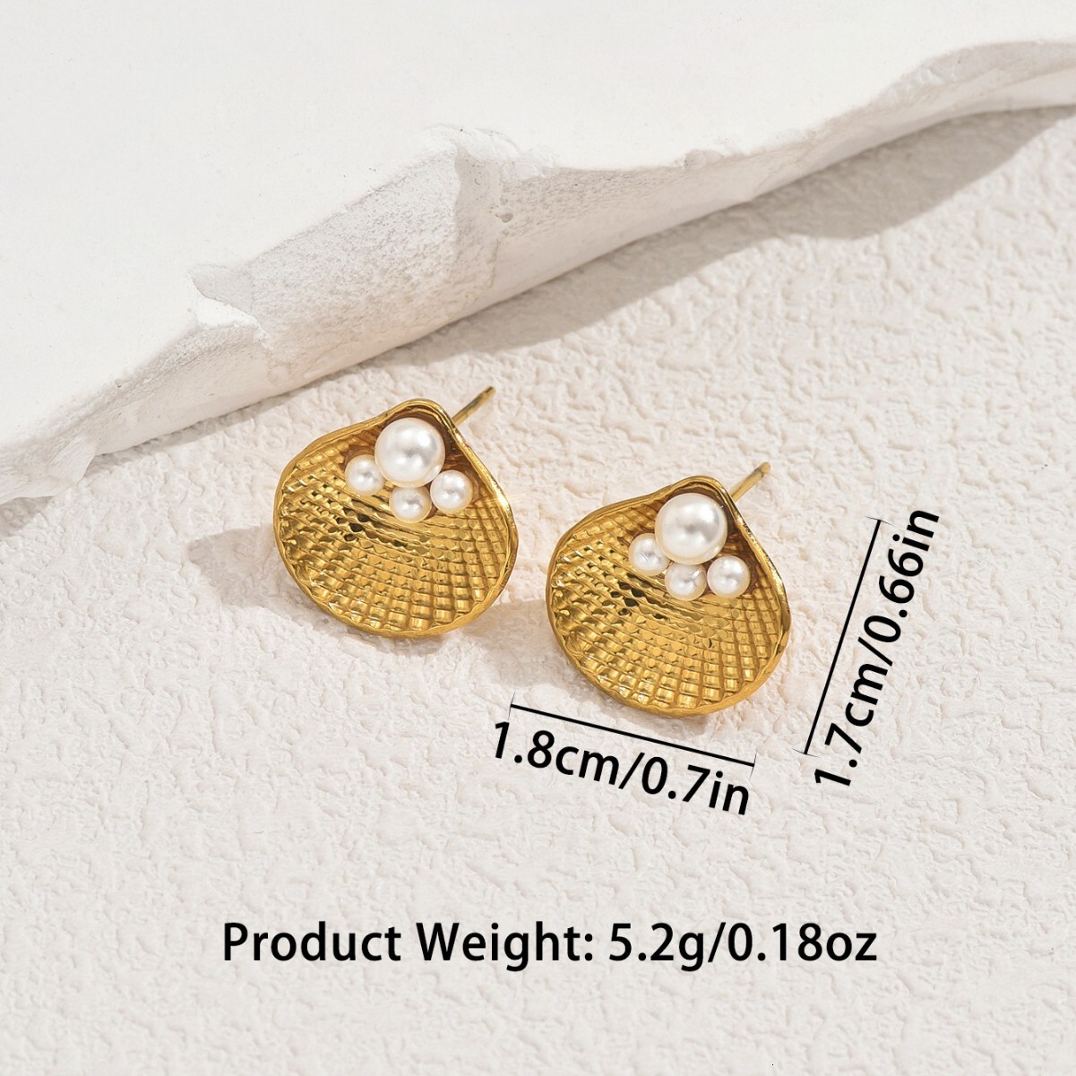 Ins Light Women's Shell Inlaid Pearl Design Sense Stud Earrings Personality Beach Style Ear Jewelry