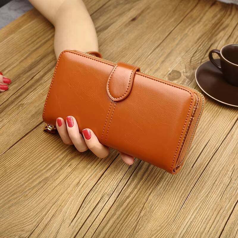 long Zipper Clutch Purse, PU Leather women Wristlet Wallet, Casual Portable Practical Card Holder ddmynov