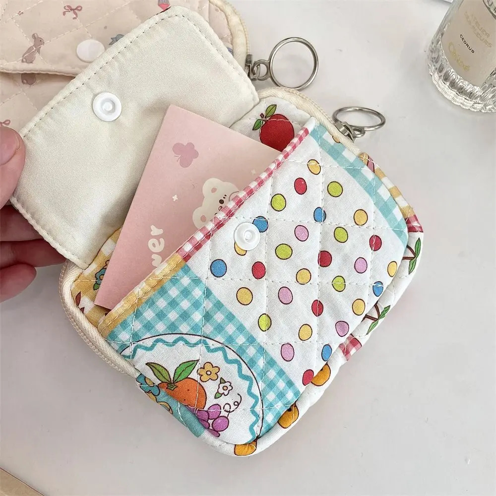 Kawaii Floral Coin Purse Korean Style Cartoon Printing Small Makeup Lipstick Bag Multifuctional Jewelry Packing Bag R250624