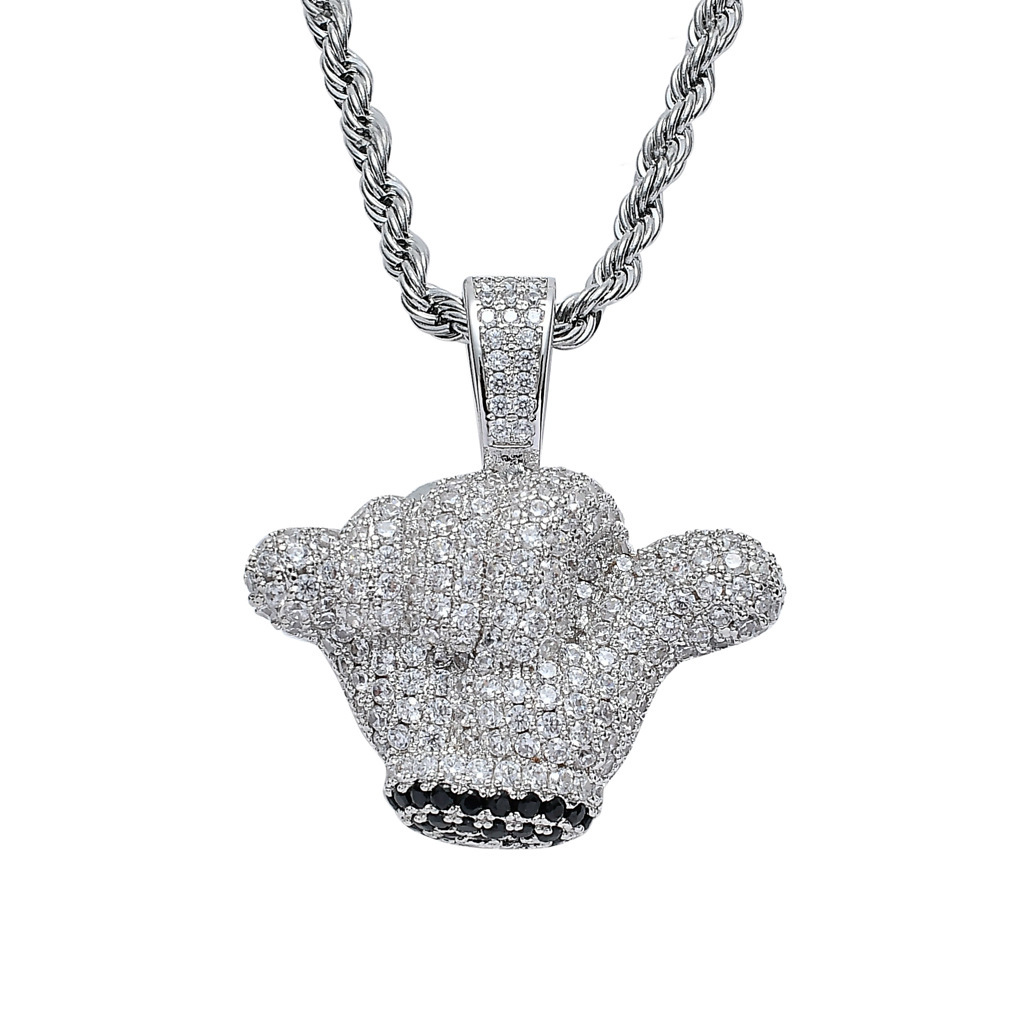 Luxury Moissanite Necklace Hip Hop Small Hand Pendant Solid Iced Out Pendant Reversible Stylish Hip Hop Jewelry Pass the diamond tester