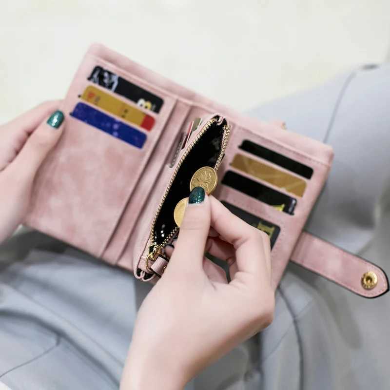 MIYIN 2024 New Wallet Womens Short Korean Cute Buckle Double Discount Multi Card Change HandbagXJ250624