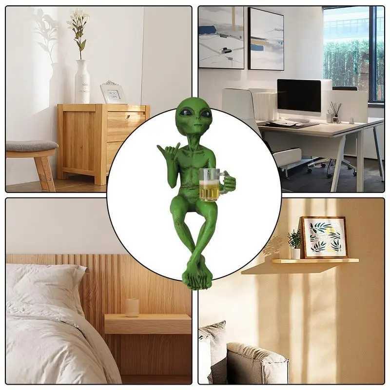 Alien Statue Beer Drinking Resin Novelty Collectibles Funny Desktop Decoration For Adults Desk Bedroom Garden Home Decor Y250623