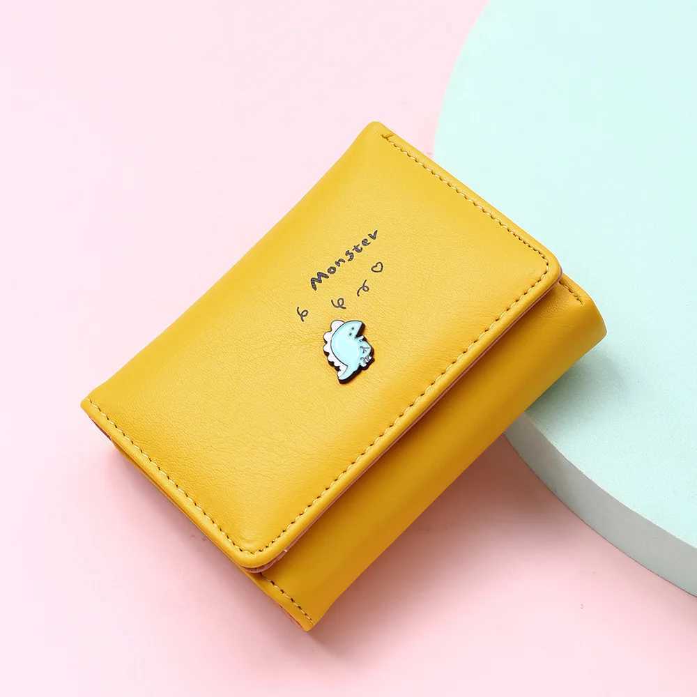 Women Short Wallet Little Dinosaur Design Small Purse Cute Simple Bank Holder Tri-Fold Fastener Mini Mey BagXJ250624
