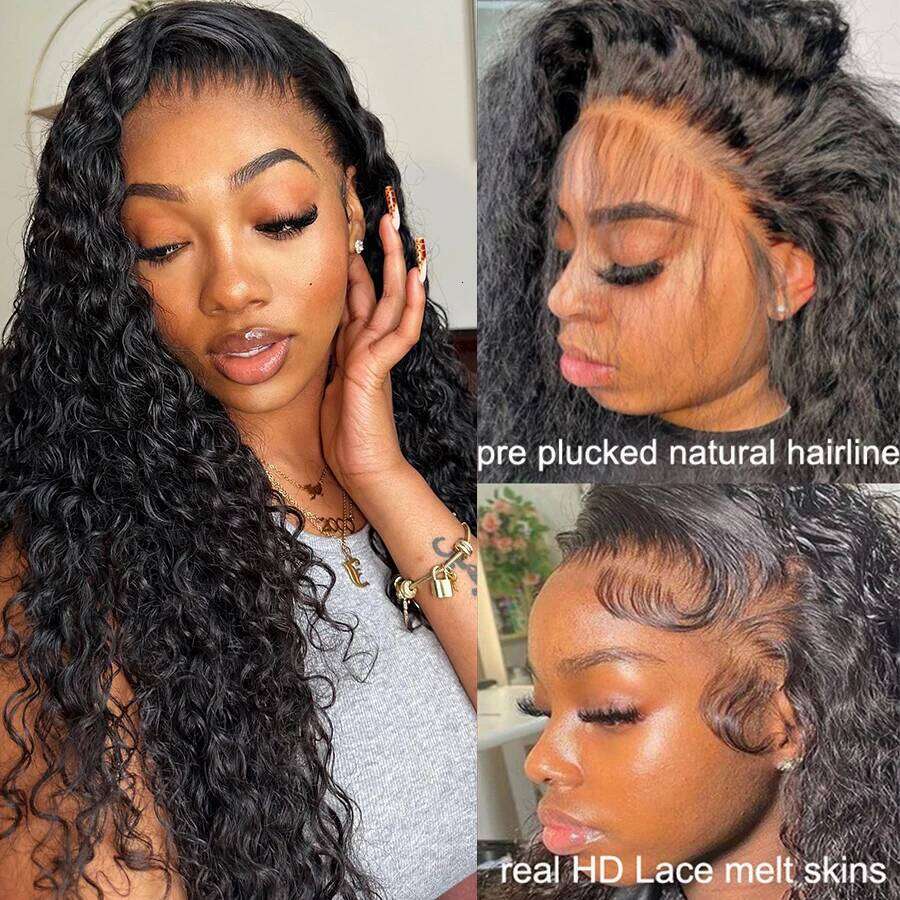Lemoda 12A Water Wave Lace Virgin Human Hair Wigs 250 Density Skinlike Real HD 13x6 Full Frontal Wig For Women