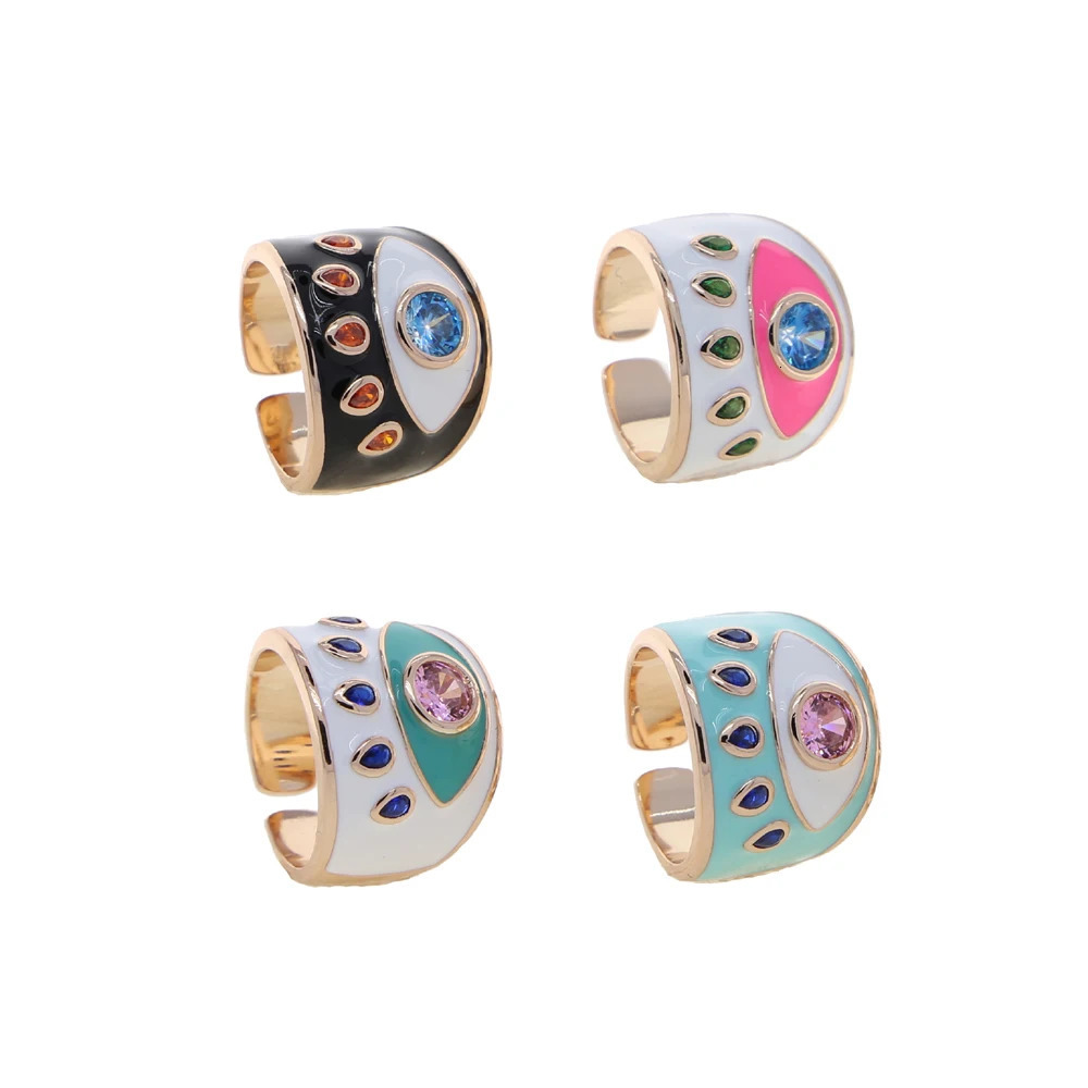 Arrival Gold Color Pink Enamel Turkish Women Finger Band Ring Boho Bohemia Fashion Lucky Jewelry Adjustable Size 250624