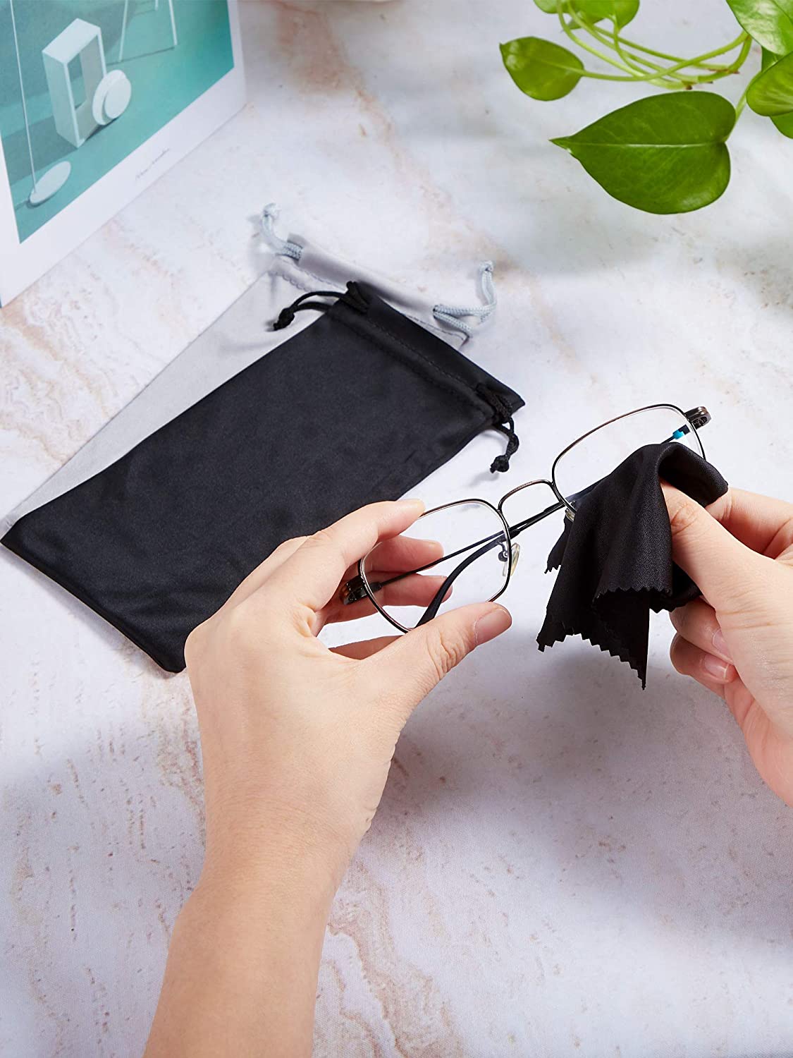 Wholesale Custom Microfiber Sunglasses Case Soft Drawstring Eye Glasses Pouch Cover