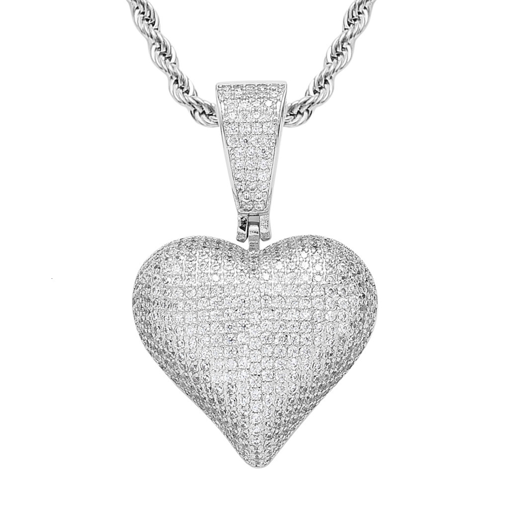 New Hip Hop Moissanite Accessory Rose Gold Heart Pendant Iced Out Diamond Unisex Trendy Gift Pass the diamond tester