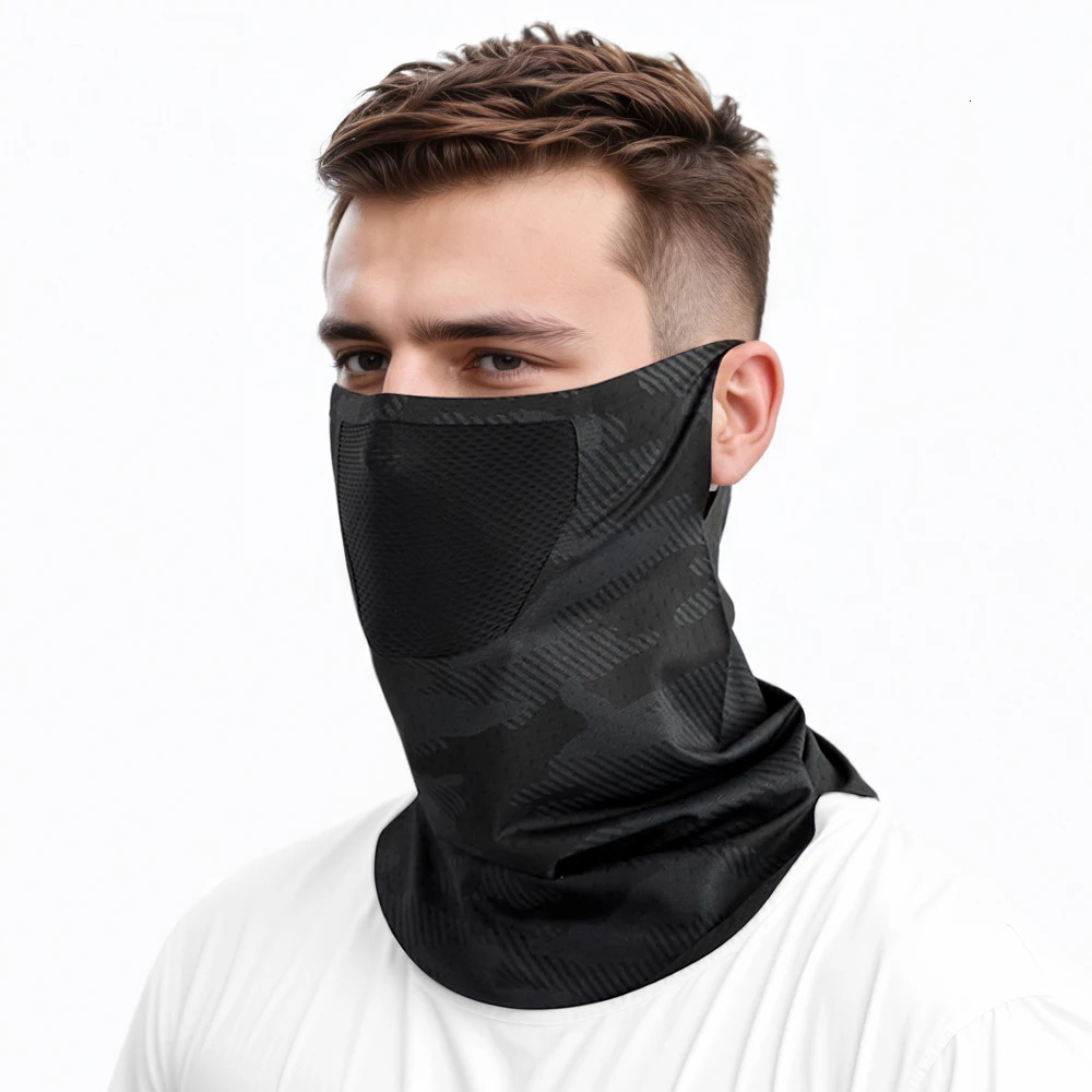 Mens Summer Ice Silk Cool Feeling Cycling Face Mask Outdoor Sports Hiking Fishing Sun Protection Camouflage Half Face Mask 250624