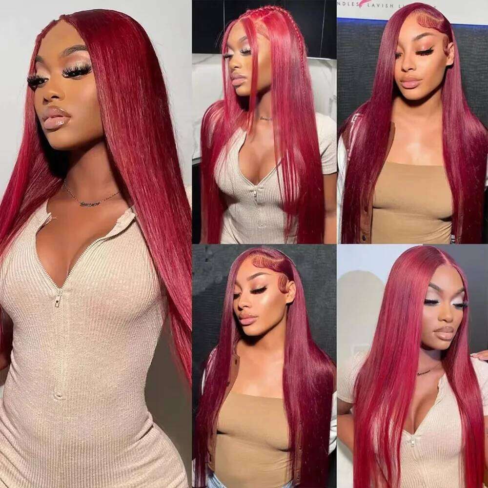 Bury 13x6 HD Frontal Straight wig 13x4 Lace Front Human Hair Wigs For Women 99J Colored Wig 4x4 5x5