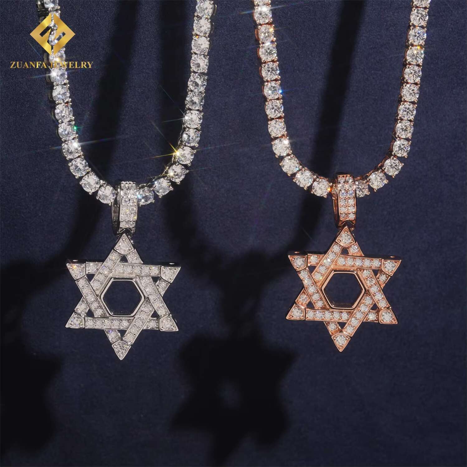 Factory Direct Fine Jewelry Hip Hop VVS Diamond Necklace Solid 925 Sterling Silver Moissanite Iced Out Star Pendant