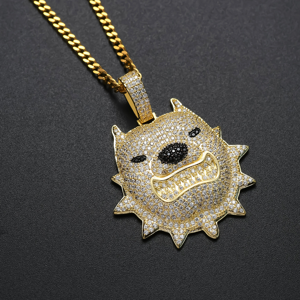 Luxury Moissanite Necklace Hip Hop Jewelry Pitbull Dog Head Pendant Trendy Iced Out Accessory Pass the diamond tester