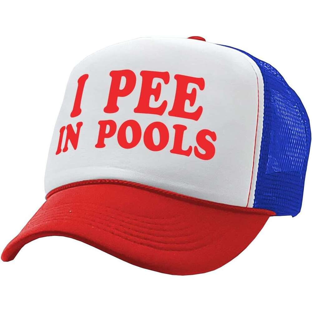 I Pee in Pools Funny Dare Gag Gift Joke - Vintage Retro Style Trucker Cap Hat