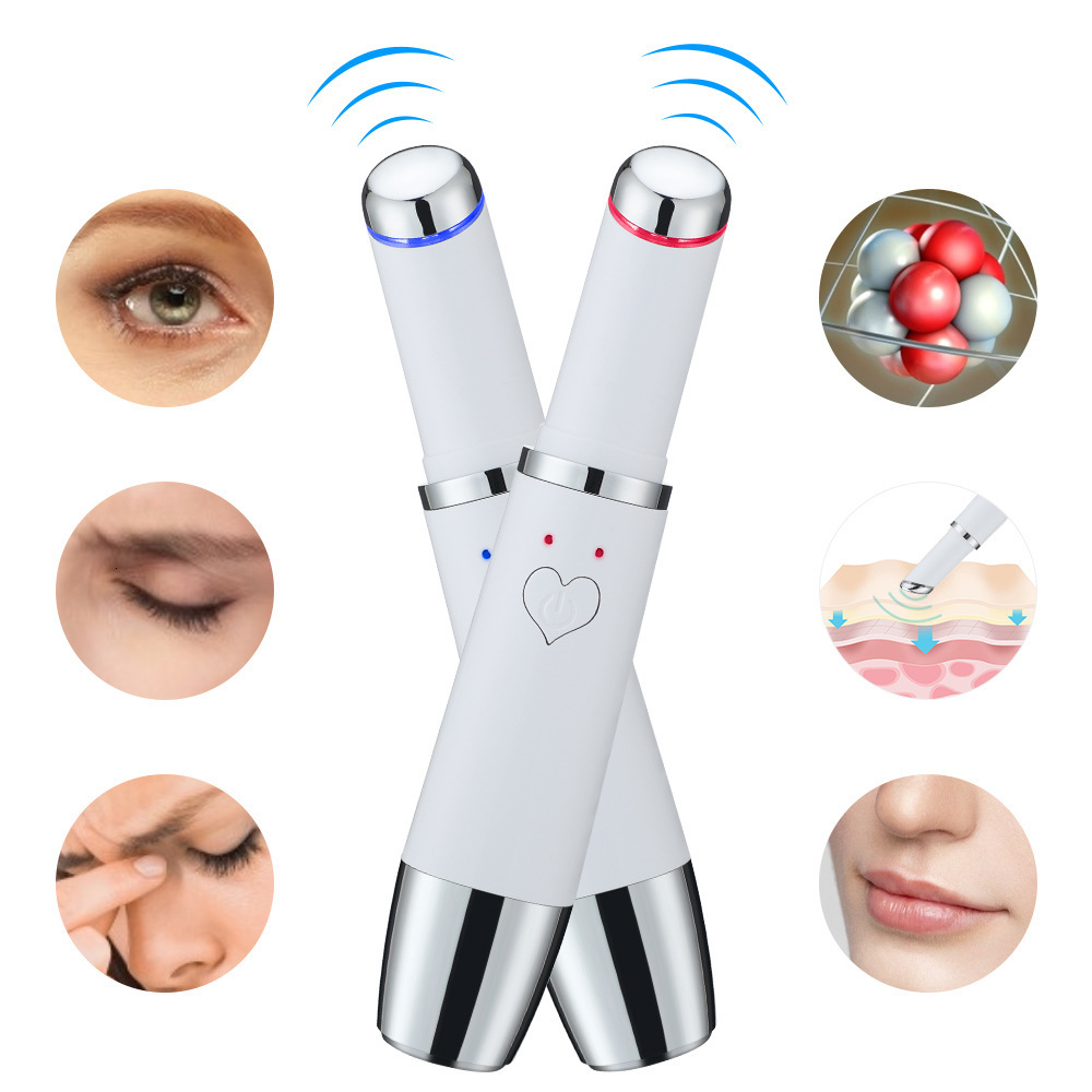New USB Charging Eye Massager with Red and Blue Light Eye Cream Applicator Heating Eye Massage Beauty Device231128