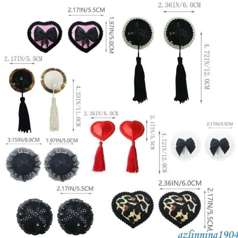 L5YD Women Sequins Tassels Pasties Bowknot Breast Nipple Cover Body Jewelry Sticky Bras Reusable Adhesive Chest Stickers Pads W250624