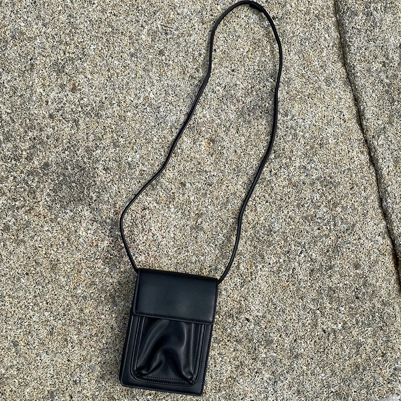 Men Small Crossbody Bag PU Leather Casual Wild Messenger Bags solid color Boys Shoulder Phone Purse Multifunction Handbag 250624