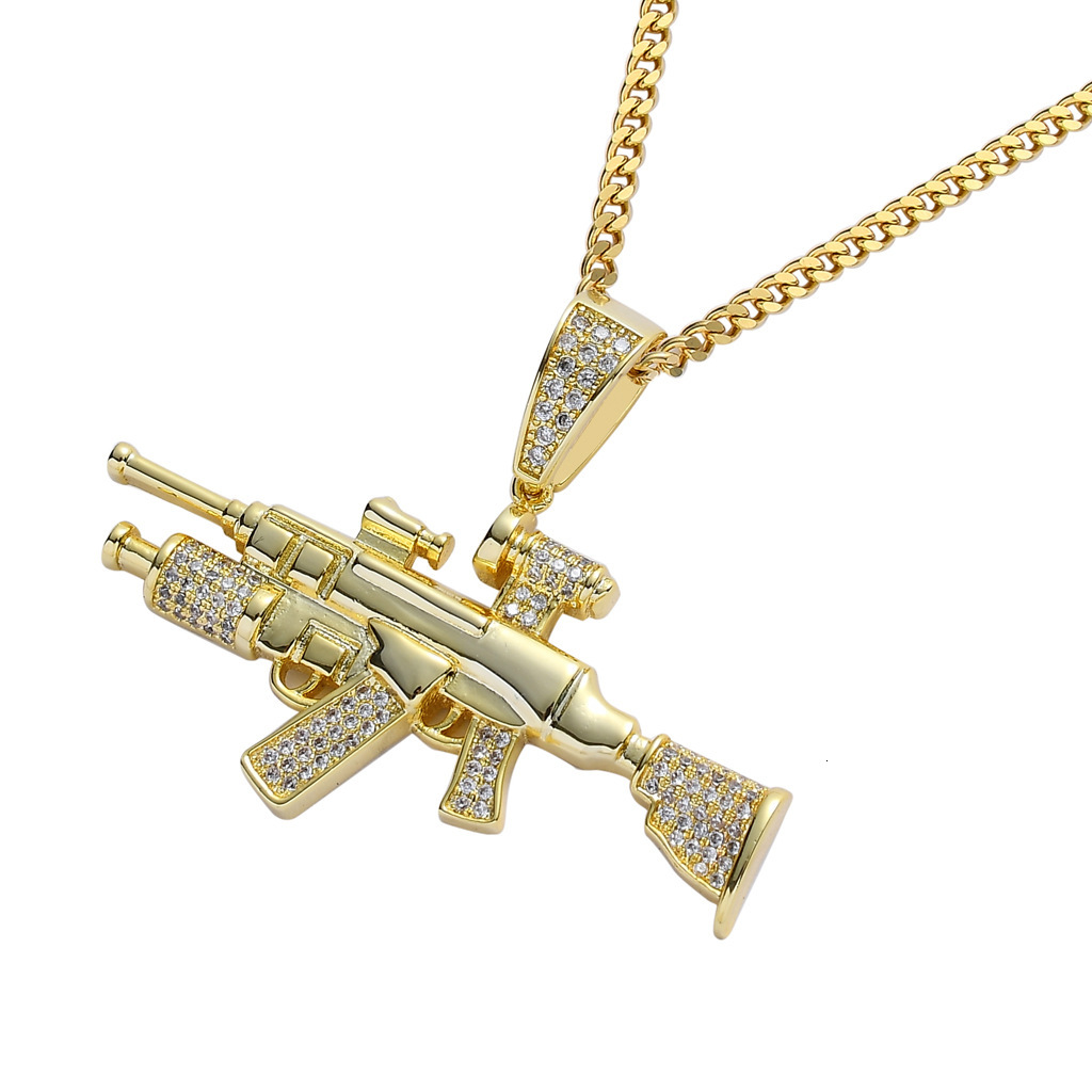 Personalized Trendy Hip Hop Accessory Gun Shaped Pendant Iced Out Cool Moissanite Necklace Pass the diamond tester