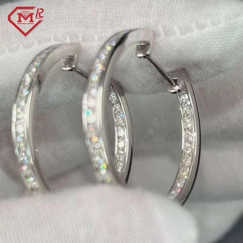 Custom Fine Earrings Women Huggies Hoop Classic 18K Gold Round Cut Diamond Moissanite Earrings