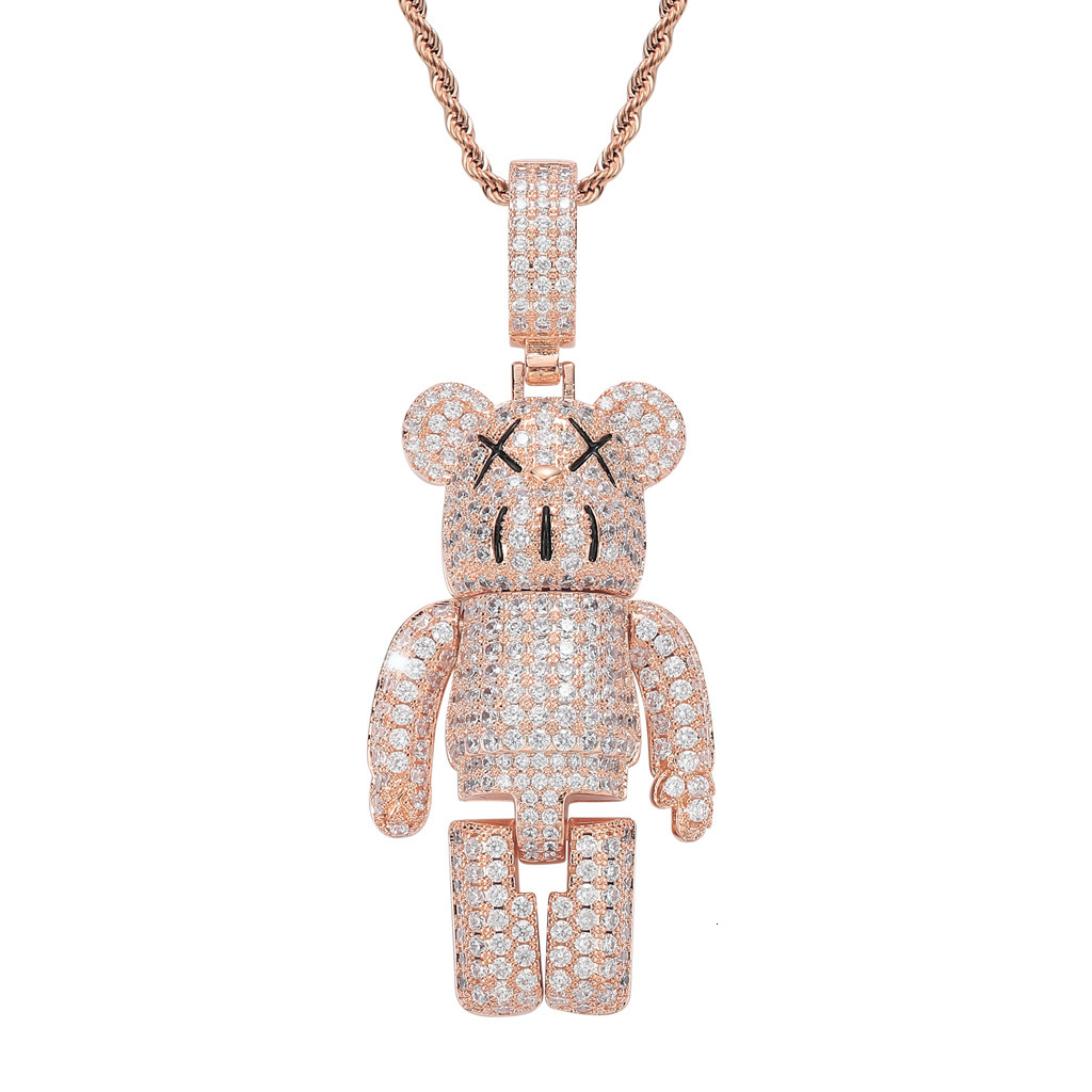 Luxury Moissanite Anime Mecha Bear Iced Out Bling Hip Hop Labubu Pendant Trendy Swag Accessory Pass the diamond tester